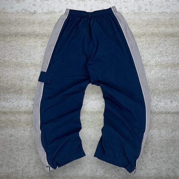 Vintage Y2K Nike Track Pants Youth L Baggy Wide Navy Blue Polyester Sweatpants - Picture 2 of 8